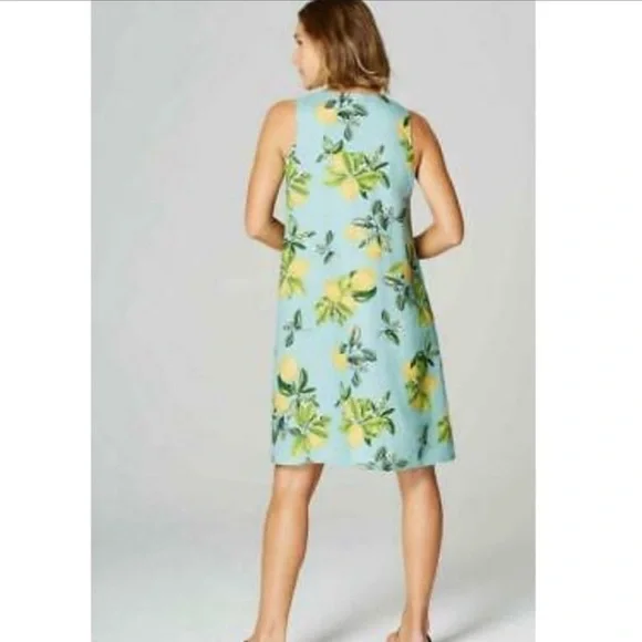 J Jill Love Linen 100% Linen Lemon Print Dress Sz XL - Picture 2 of 8